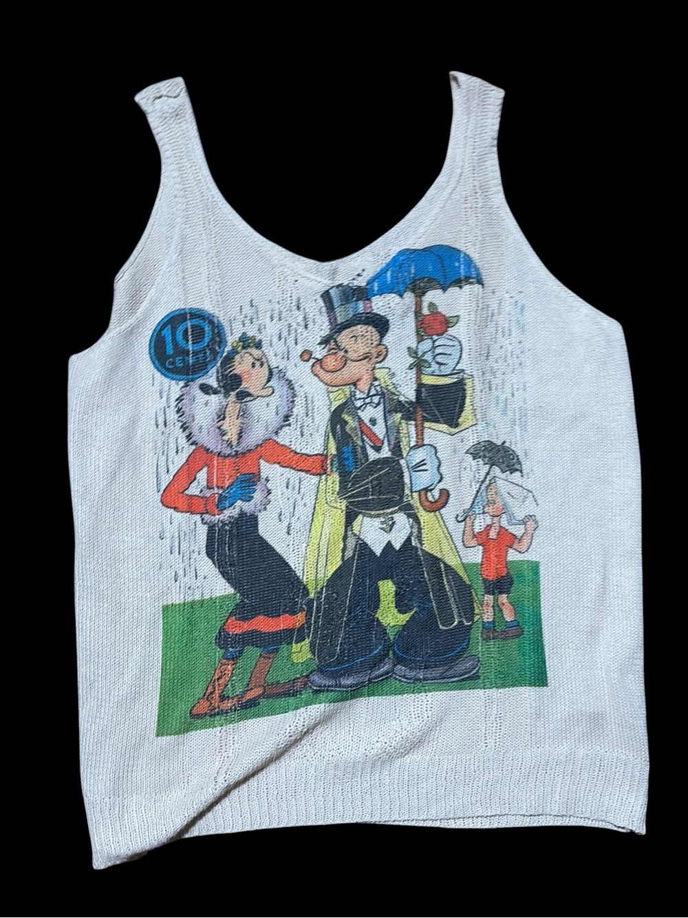 Olive Oil and Popeye Graphic Tank Top - Thin Knit Material